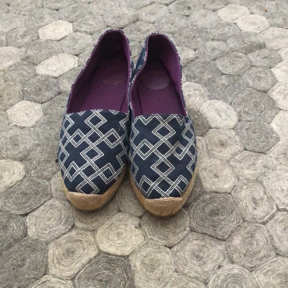 MyMu Blue White Canvas Espadrilles Flats Slip On Shoes NWOT Women's Sz 40 M - Picture 2 of 9